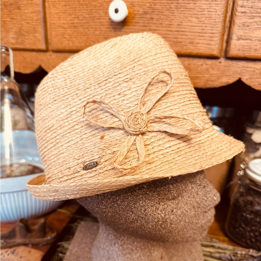 Scala Collezione Dorfman Pacific OSFM 100% Raffia Hat with Bow Accent